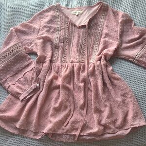 Dusty Rose Swiss Dot Top